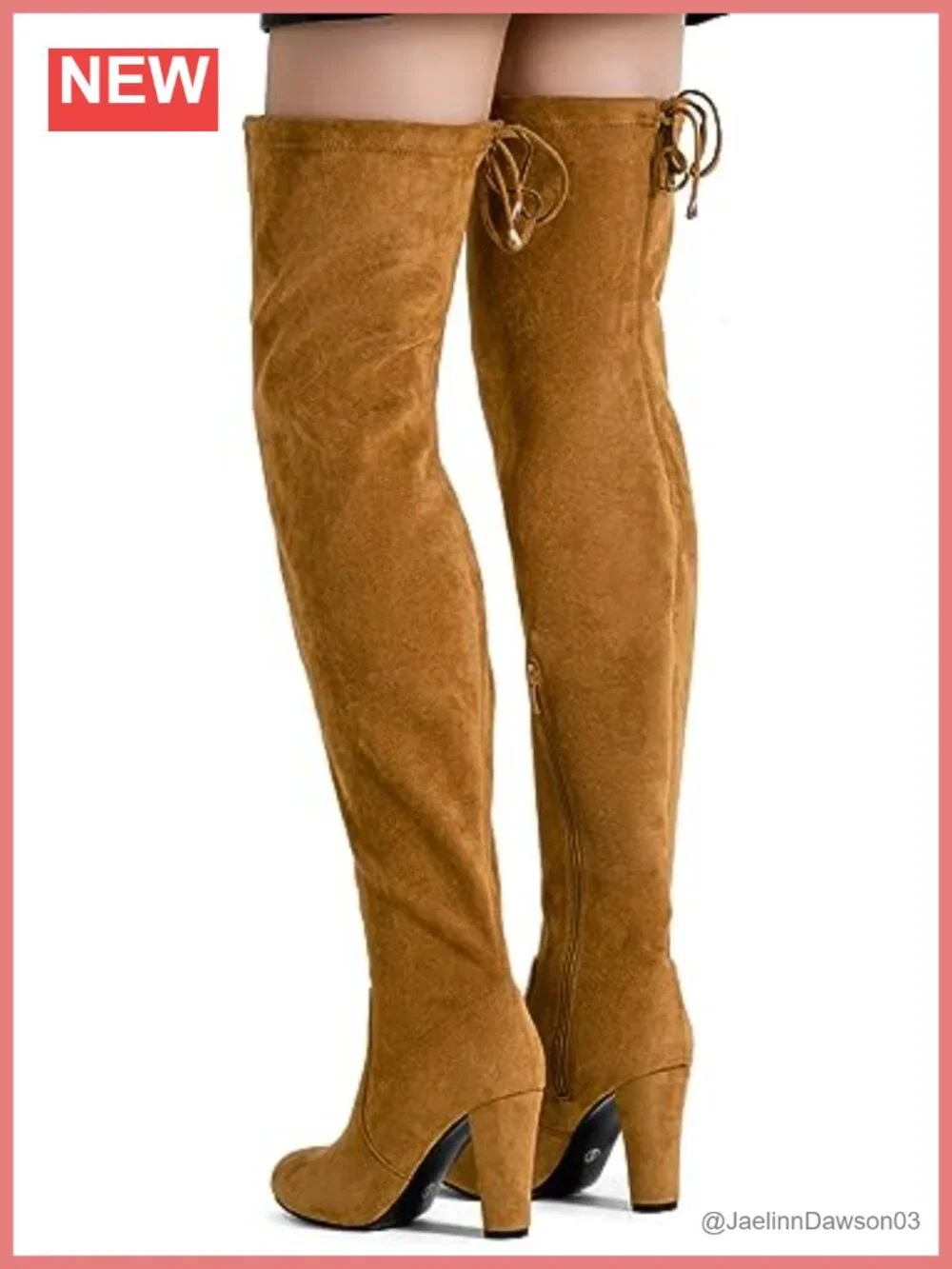 Over the Knee Thigh High Block Heel Boots Faux Suede Zip